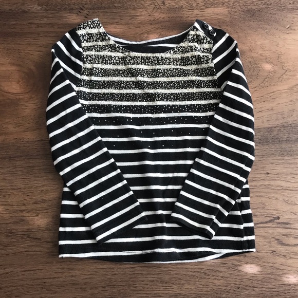 Cherokee 3T gold sparkle and b & w stripe shirt - Picture 1 of 2